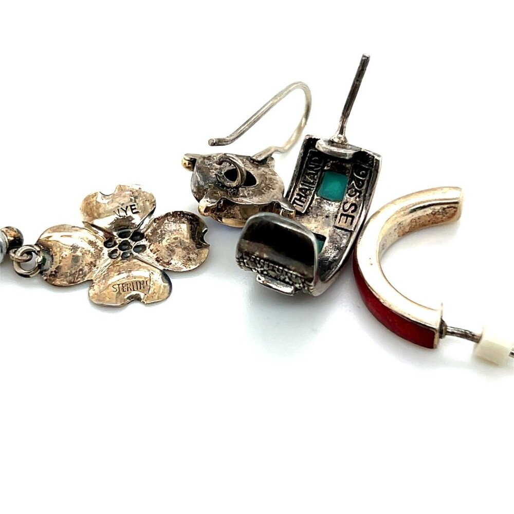 4 Silver Single Earrings - Picture 2 of 3